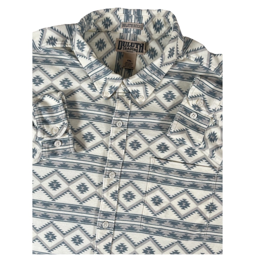 Duluth Trading‎ Co Aztec Pattern Long Sleeve Button Down Soft Shirt Men's XXL